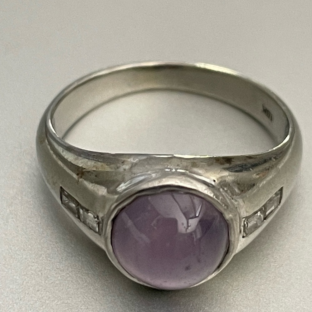 18k White Gold Star Sapphire Ring - Picture 5 of 14